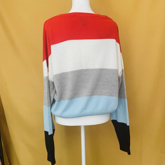 H&M Divided Multicolor Striped Sweater M/L -  Y2K Oversized Colorblock Sweater - Picture 3 of 4